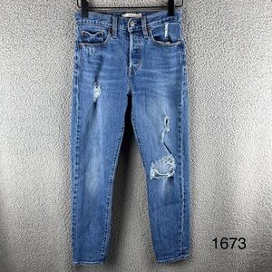 Levi’s Premium Size 24 Wedgie Straight Button Fly Distressed Raw Hem‎ Blue Jeans